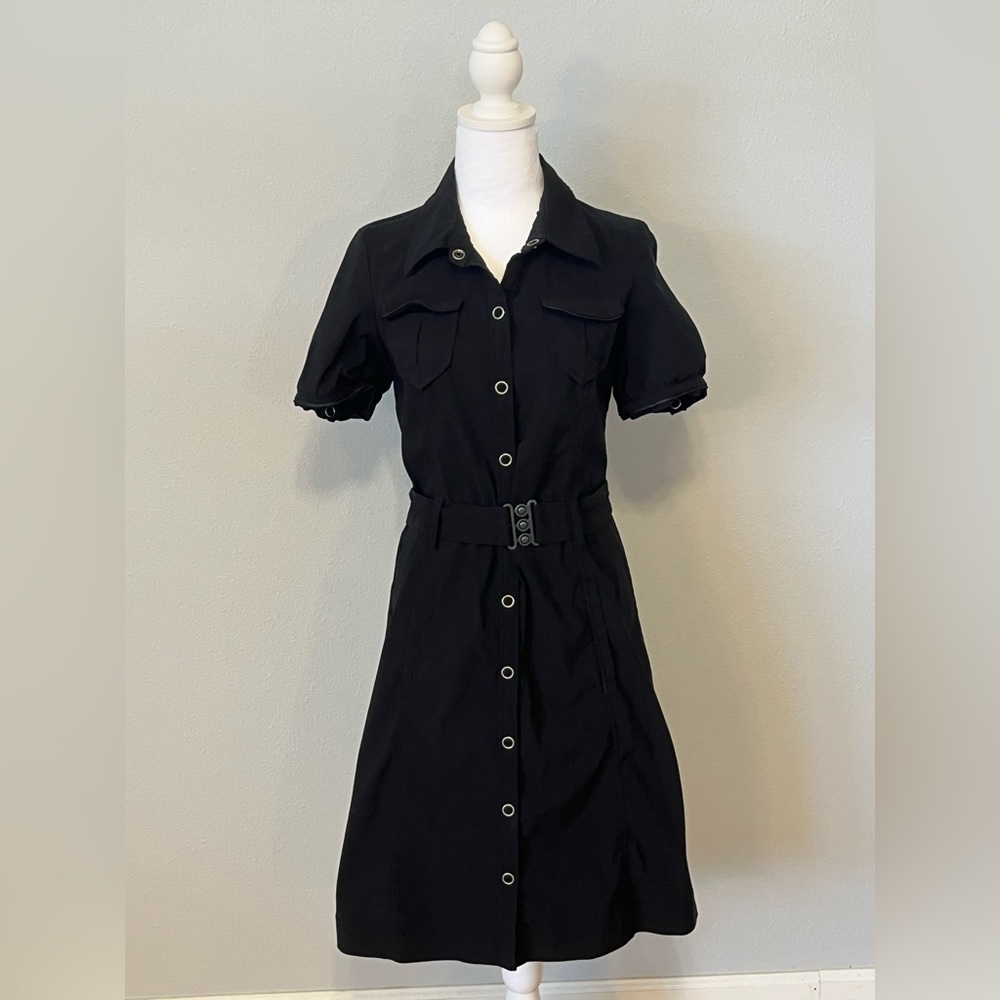 Elegant Black Belted Dress
